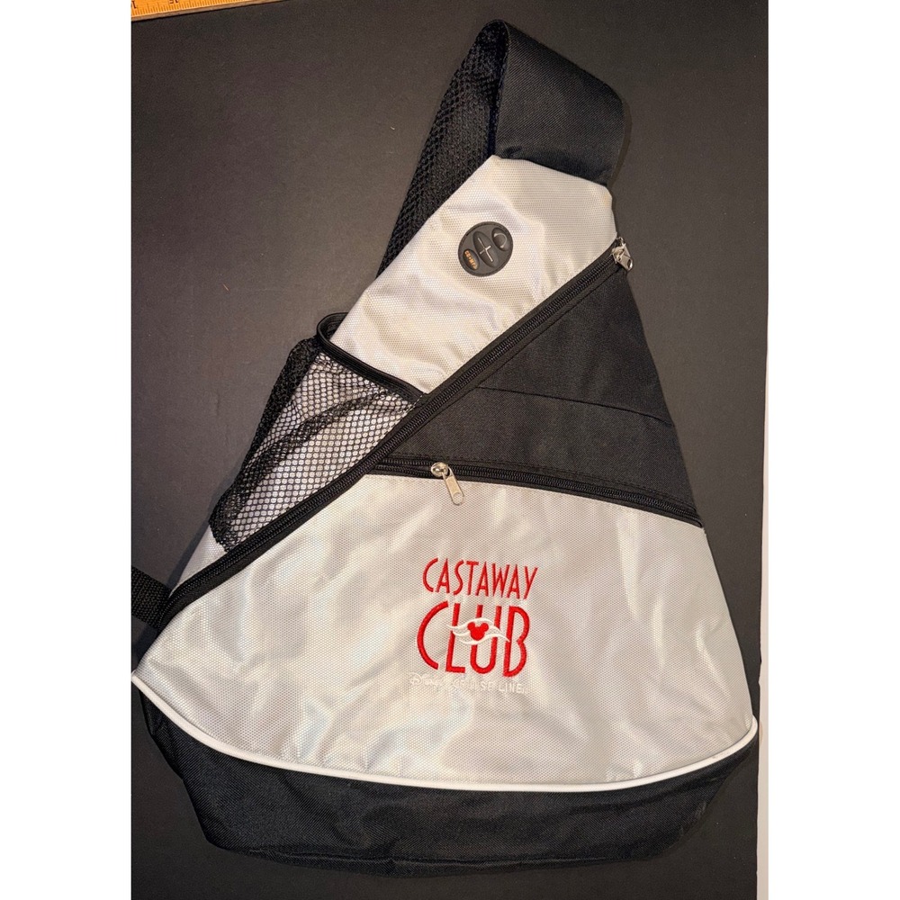 Disney Cruise Line Castaway Club Sling Backpack Silver Black Crossbody Bag
